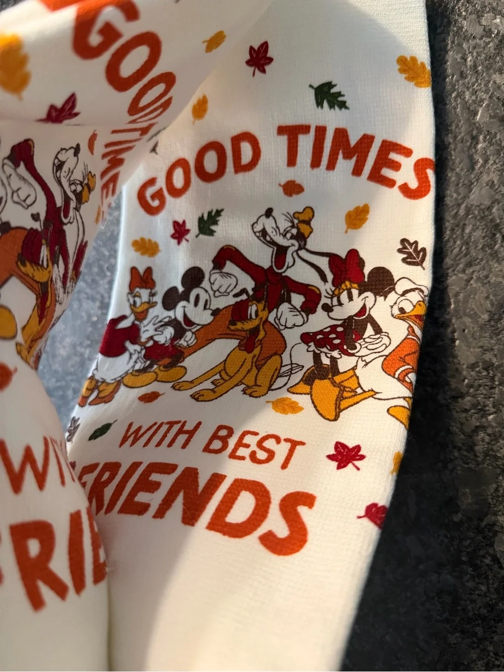 Disney 'Good Times with Best Friends' Fall Tea Towel - White/Orange